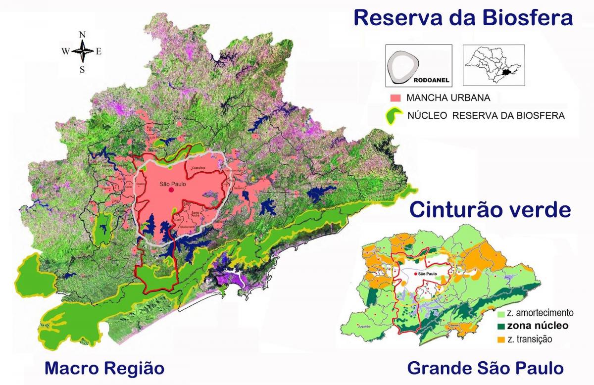 Ramani ya biosphere reserve ya ukanda wa kijani wa São Paulo