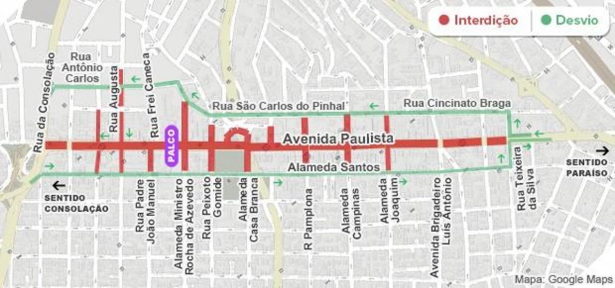Ramani ya Paulista avenue São Paulo