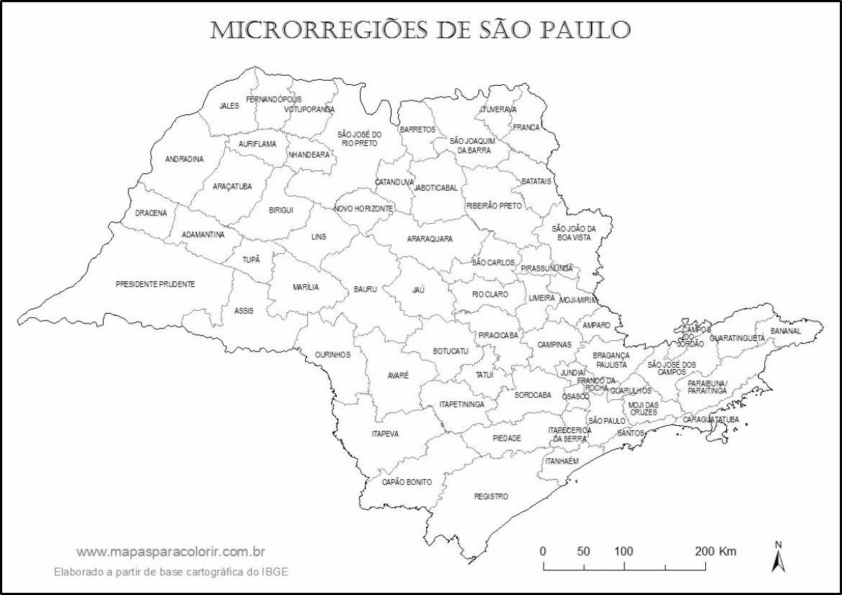 Ramani ya São Paulo bikira - micro-mikoa