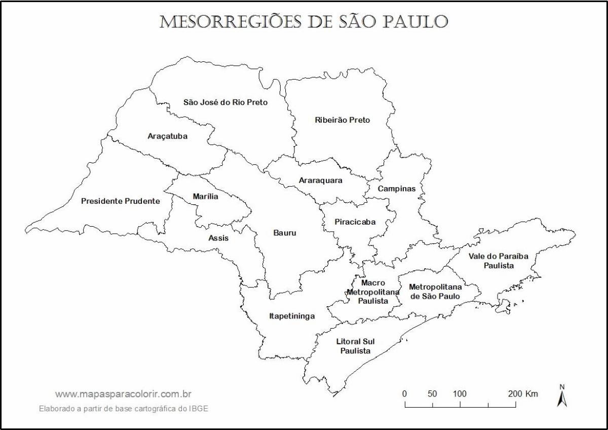 Ramani ya São Paulo bikira - mikoa majina