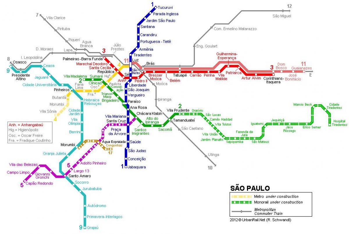 Ramani ya São Paulo monorail