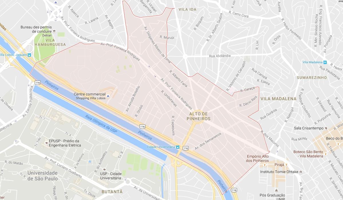 Ramani ya Alto de São Paulo Pinheiros