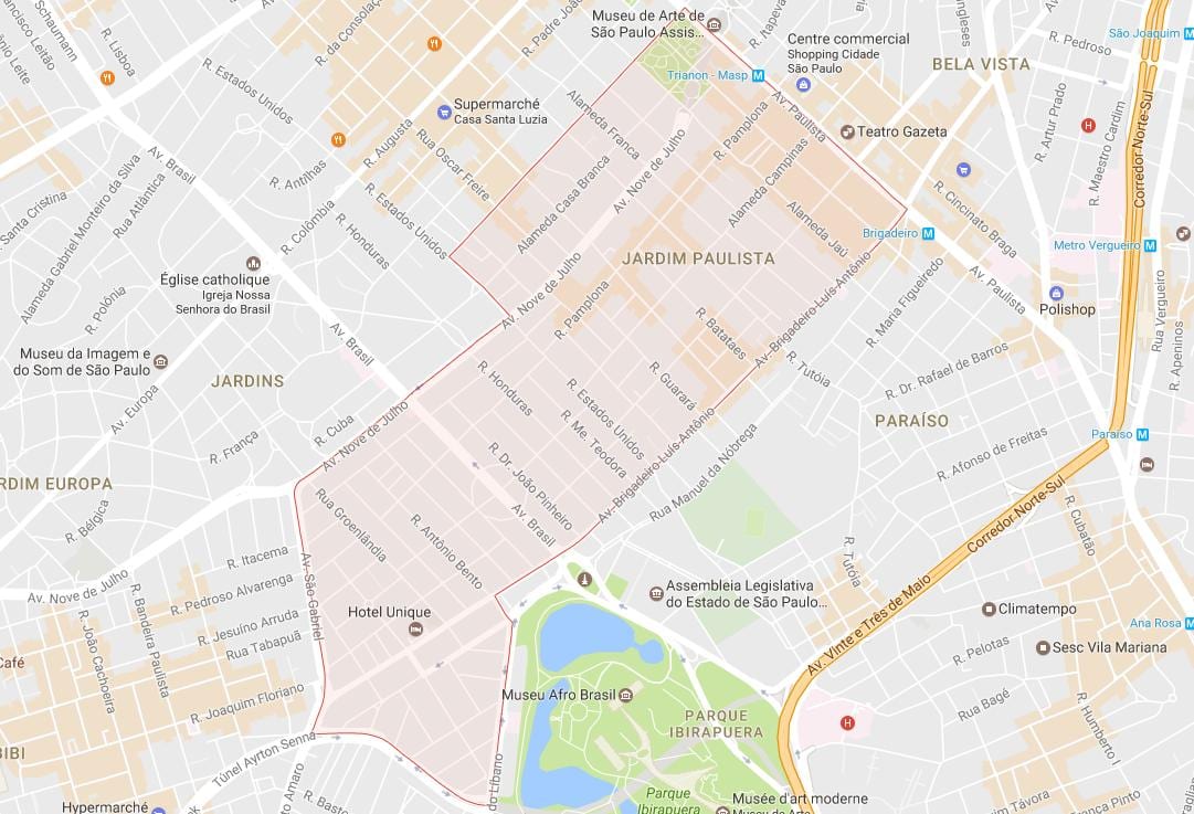 Ramani ya Jardim Paulista São Paulo