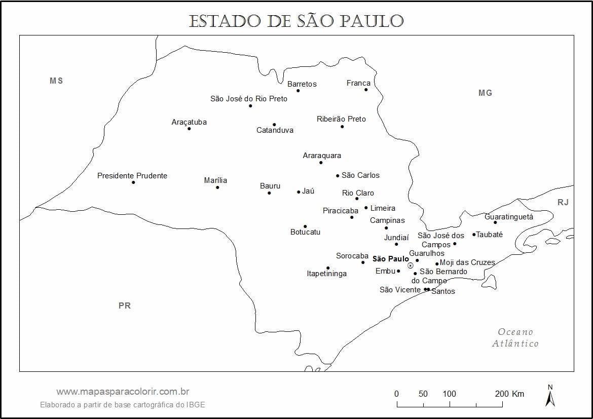 Ramani ya São Paulo bikira - miji kuu