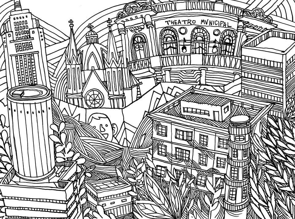 Ramani ya São Paulo coloring - Downtown