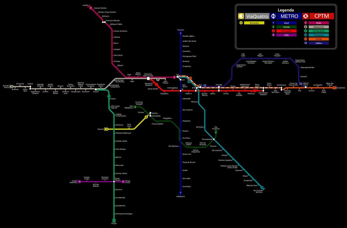 Ramani ya São Paulo CPTM metro