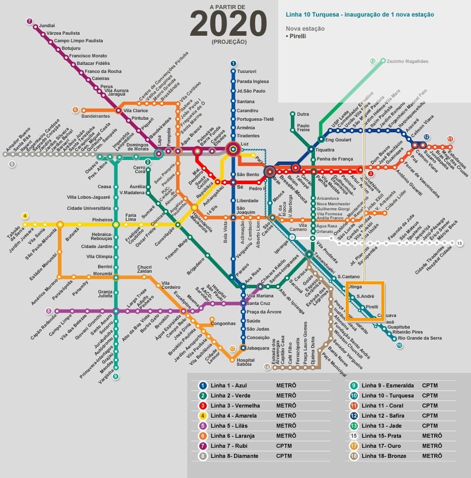 Ramani ya São Paulo mtandao wa metro