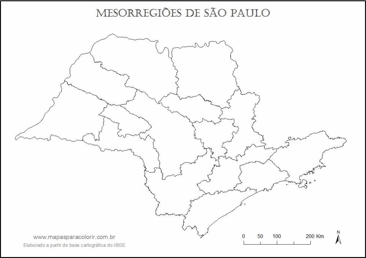 Ramani ya São Paulo bikira - mikoa