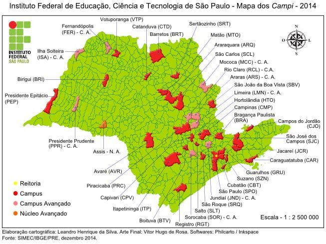 Ramani ya taasisi ya Shirikisho ya São Paulo - IFSP