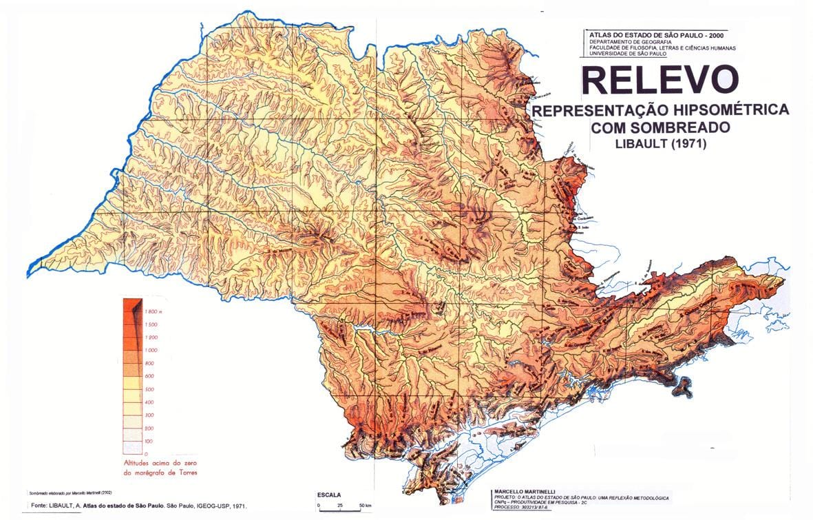 Ramani ya topographic São Paulo