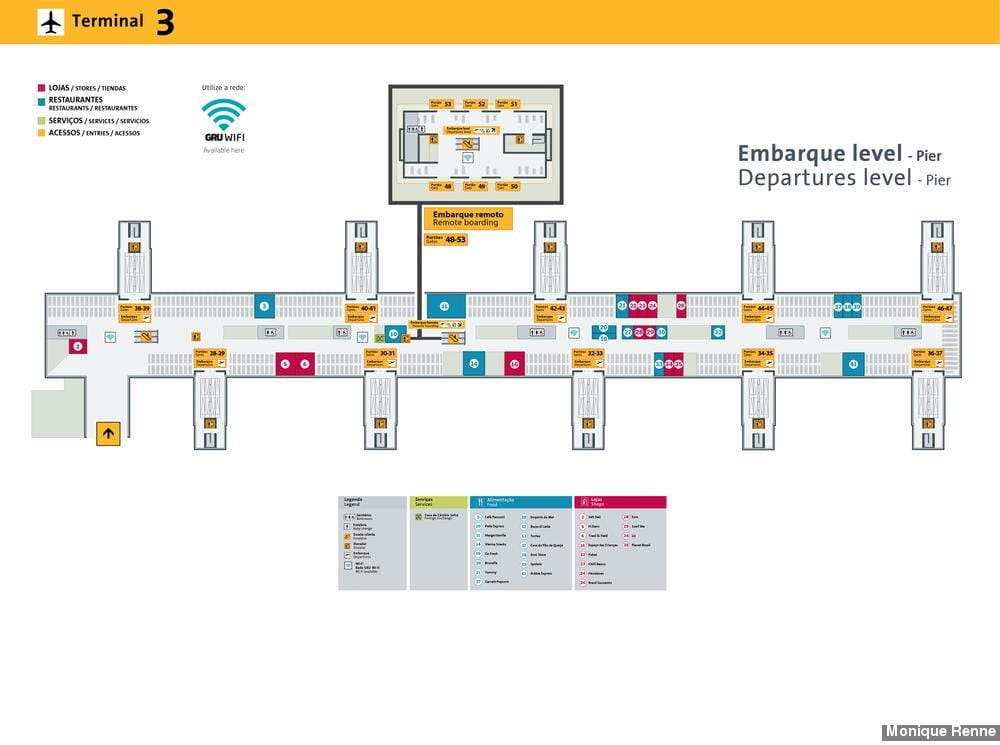 Ramani ya uwanja wa ndege wa kimataifa São Paulo-Guarulhos - Terminal 3