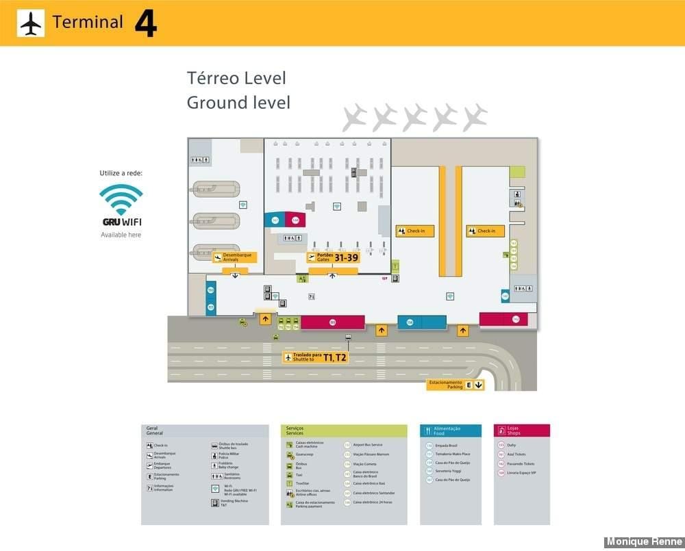Ramani ya uwanja wa ndege wa kimataifa São Paulo-Guarulhos - Terminal 4