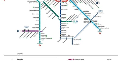 Ramani ya São Paulo CPTM usafiri