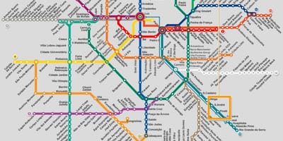 Ramani ya São Paulo mtandao wa metro